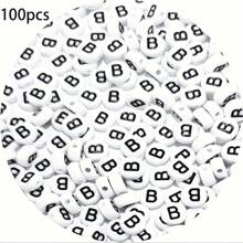 Acrylic Letter Beads Jewelry Making Kit - 100/200/300/500/800/1000/2000pcs, Bohemian Style DIY Bracelets, Necklaces, Keychains With Letter Charms, DIY Craft Supplies - Mixed Hollow Letter Beads With Game & Friendship Themes - Black and White - View 18