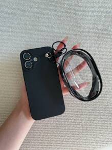 1 Ốp điện thoại mờ phù hợp cho nam và nữ + Ốp tai nghe Bluetooth trong suốt có nhẫn đeo tay và móc khóa, Ốp điện thoại bảo vệ tương thích với iPhone 11/16/15/14/13/12/16 Pro Max, Điện thoại - màu đen - Xem 3