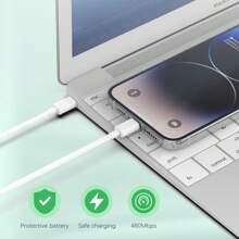 3.3ft/6.6ft USB-C To USB-C Charging Cable, Data Transfer Cable, Compatible With IPhone 16 15 Pro Max Plus, S24, 14 Ultra, Fast Charging - White - View 3