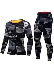 4pcs/Set Men's Thermal Underwear Set, Fashionable Casual Base Layer Clothing For Autumn/Winter