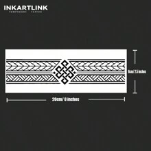 INKARTLINK INKARTLINK Najnowocześniejsza technologia tatuażu tymczasowego, tatuaż na opasce na ramię z geometrycznym splotem, realistyczny tatuaż, tatuaż dotykowy, tymczasowy tatuaż, wodoodporny, autentyczny wygląd tatuażu, tatuaż z niszowym wzorem, tatuaż z sokiem owocowym, tatuaż z rośliną