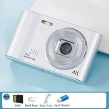 4K Digital Camera 50 Megapixels HD Photography Travel Selfie Camera 2.4inch Screen Entry-Level Gift Campus Selfie Mini Retro Cam - Silver - View 14