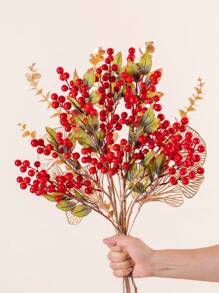 1PC Longo 73cm 12 Ramos Holly Fruit Decorações de Natal Decorações de Ano Novo Materiais para Árvores de Natal Decorações de Ação de Graças Tema de Natal de Inverno Estilo, Resistente ao Desbotamento - Para Decoração de Casa, Vasos, Casamentos, Festas, Salas de Estar, Adereços de Tiro, Festas de Aniversário, Materiais para Bolos, Adereços de Tiro