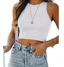 Cropped Tank Top With Suplex Fabric Cold Mesh Slim Fit - trắng - Xem 1