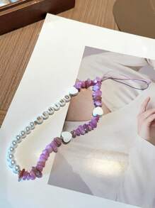 Customized Phone Lanyard With Colorful Crystal Beads, Pearls And Letter Charms, Personalized With Name, Slogan, Date, Suitable For Birthday, Anniversary, Gift Giving And Wearing