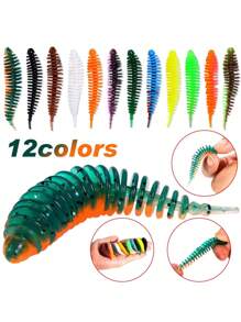 SOUGAYILANG Sougayilang Señuelos De Pesca Suaves 36 Piezas Cebos De Pesca De Goma De Silicona Artificial Shad Worm 6cm / 4cm Aguja Enhebrada Cola Con Simulación De Mordedura Para Pesca De Trucha Y Bajo (pesca)