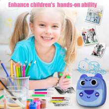 儿童即时相机、儿童玩具相机、儿童即时可打印相机、儿童相机、儿童即时可打印相机、多个有趣的相框和滤镜、三拼图游戏、生日、圣诞节、儿童节礼物（适合 3-12 岁男孩和女孩）、免费贴纸、彩色笔、纸张 - 多色 - 查看 6