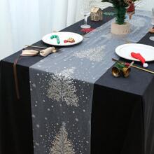 1 卷 11"X108" 透明桌旗，圣诞节和新年装饰桌旗，欧根纱金色圣诞桌旗，适合家庭、婚礼、派对、宴会、圣诞餐桌中心装饰（多种颜色可选） - 彩色 - 查看 8