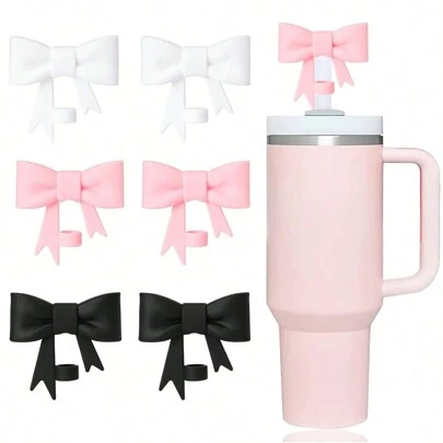 1PC/3Pcs Classic Bow Straw Covers Cap Toppers Compatible With Stanley 30&40 Oz Tumbler Cups,Reusable Cute Silicone Straw Tips Lids Protectors For 0.4 In/10mm Stanley Cups Straw Accessories