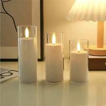 3pcs 2.16ft Flat Mouth Bullet Electronic Candle For Festival Wedding, Flashing Flameless Candle Battery Powered Candle Birthday Party Decoration Ornament Light