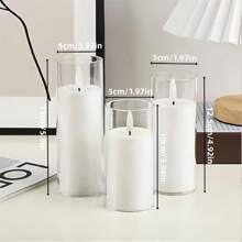 3pcs 2.16ft Flat Mouth Bullet Electronic Candle For Festival Wedding, Flashing Flameless Candle Battery Powered Candle Birthday Party Decoration Ornament Light