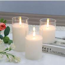 3pcs 2.16ft Flat Mouth Bullet Electronic Candle For Festival Wedding, Flashing Flameless Candle Battery Powered Candle Birthday Party Decoration Ornament Light