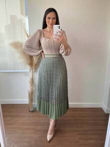 Angelica Lace Skirt - màu xanh lá - Xem 3