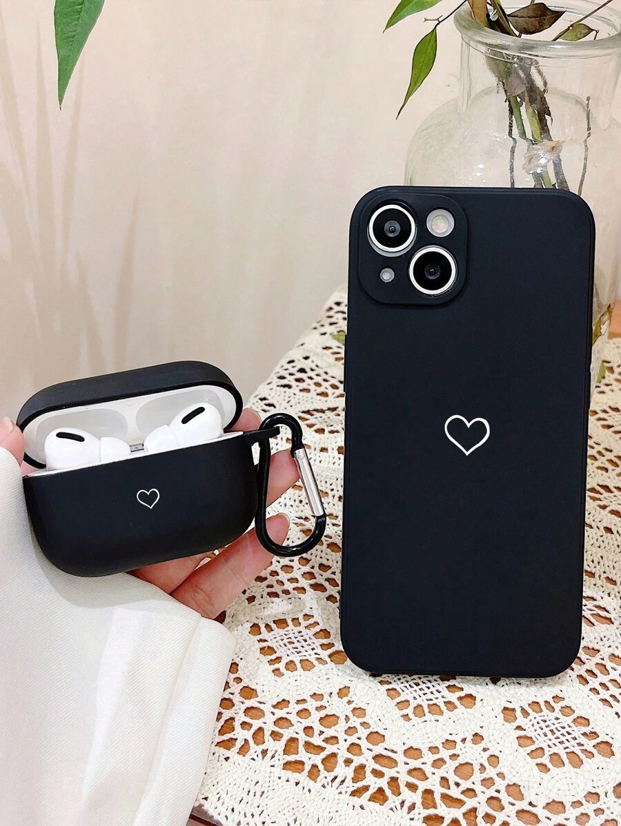 心形手机壳，简约纯色印花手机壳，兼容 和 Galaxy - 彩色 - 查看 1