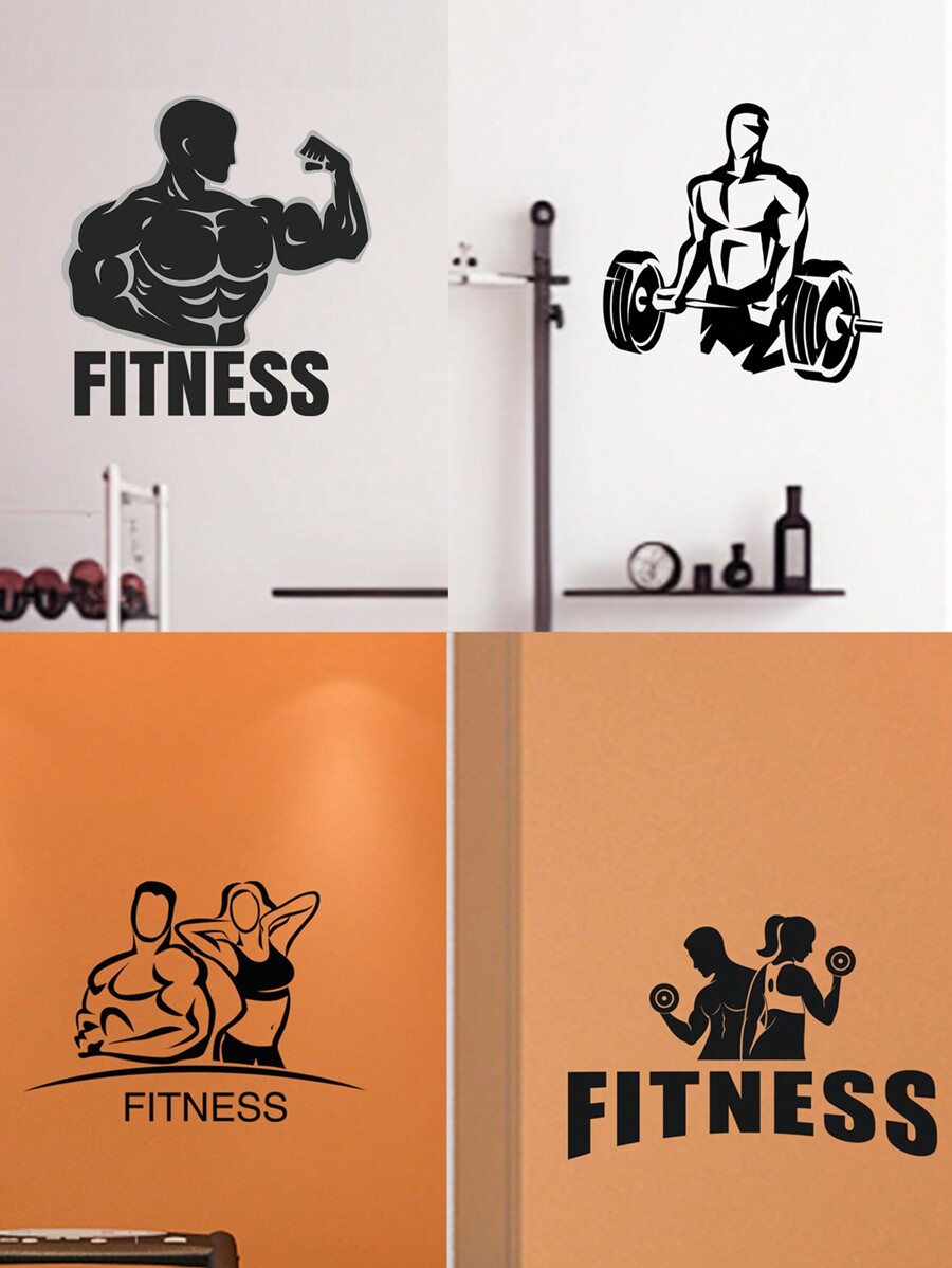 1pc Fitness Pattern Wall Sticker For Living Room Bedroom DormitoryHome