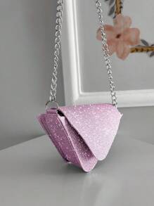 Women's Small Crossbody Bag Party Night Glitter Triangle Geometric - Màu hồng gỉ - Xem 2