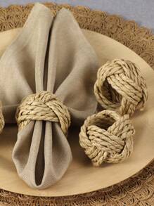 1/2/4pcs Natural Material Napkin Rings, Bohemian Style Napkin Holders, Country Rustic Napkin Clips, Woven Napkin Rings