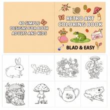 Libro para colorear de 40 hojas, pequeño, para rincones interiores, con dibujos animados y garabatos simples para el dormitorio