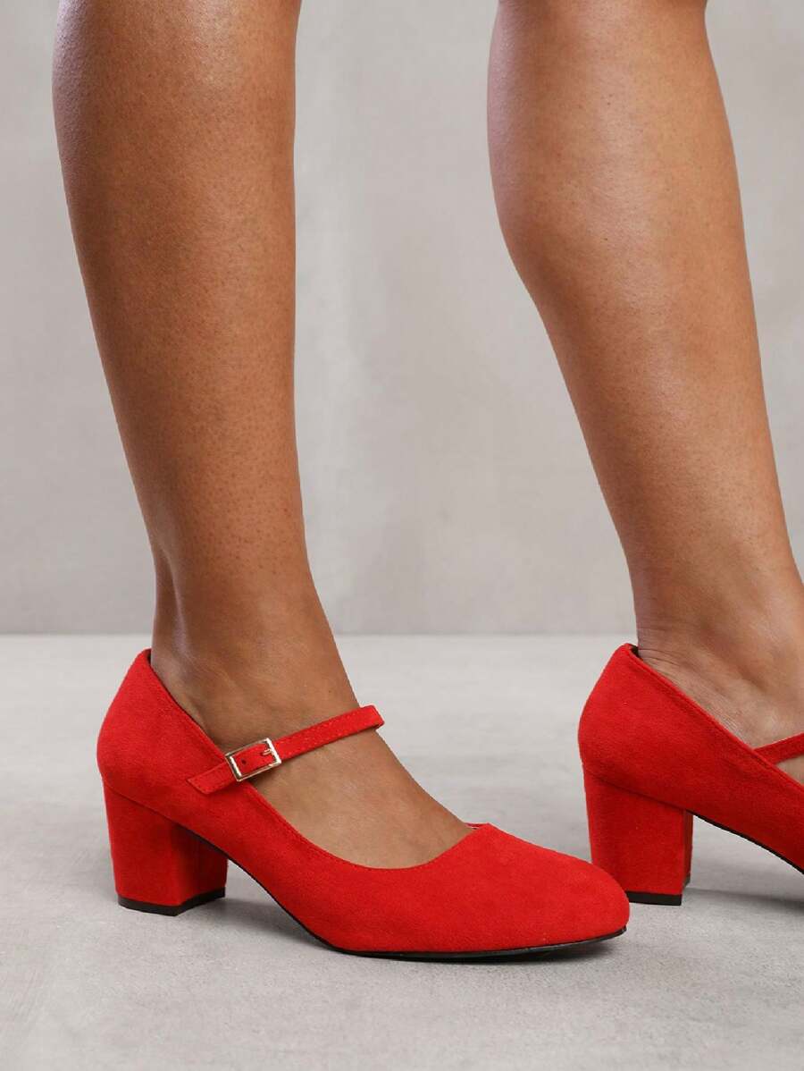 Where’s That From EFFIE BLOCK HEEL MARY JANE PUMPS - Red Suede - View 1