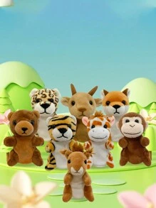 Muñecos de peluche con forma de dedos de León, Tigre, Elefante, Jirafa y Cabra, títeres de animales del bosque para espectáculos