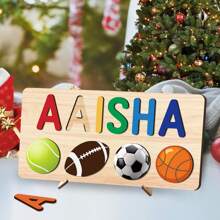 Anniversary Gift Wooden Puzzles For Toddlers 1-3 Personalized Wooden Name Sign Name Puzzle For Kids Personalized Montessori Toddler Gift /Easter Gift(With Stand)Winter Eve Gifts Back To School Winter Gift Ideas Boy Girl Valentine's Day