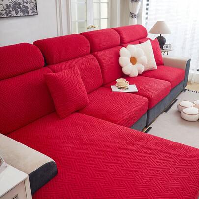 1件装提花沙发垫套，客厅短绒沙发套，宠物弹性沙发保护套，家居装饰