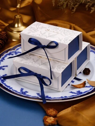 10 件优雅礼品盒，带丝带 - 适合生日、婚礼、儿童派对和圣诞节 - 适合巧克力、饼干和蛋糕装饰情人节