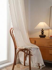 Bubaba 1 件白色针织提花遮光窗帘，波西米亚北欧风格针织条纹镂空设计，适用于卧室装饰，适用于厨房、卧室、餐厅、客厅，使房间变暗，季节性装饰 - 白色 - 查看 10