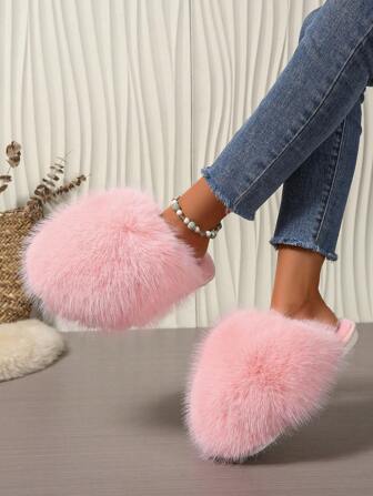 Luxurious Soft Warm Women Cute Slippers, Comfortable Non-Slip Winter Indoor Home Slippers, Fuzzy Indoor Outdoor House Shoes, Essential Footwear For Cold Weather,Furry Shoes