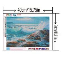 1 件 DIY 钻石画，全钻钻石画，海滩海浪风景设计钻石画套件，30x40cm - 彩色 - 查看 2