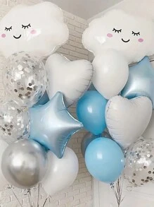 22 quả bóng bay hình đám mây mặt cười màu trắng 18 inch, bộ ngôi sao hình trái tim, quả bóng mạ crôm màu bạc, dùng để trang trí tiệc cưới, tiệc sinh nhật, tiệc cưới, bóng bay tiệc tắm, trang trí tiệc sự kiện - Nhiều màu - Xem 1