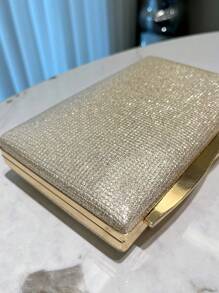 1pc Gold Glitter Clutch Purse, Elegant Handbag For Party Evening Gown, Suitable For Party, Formal Events, Wedding, Fashion Statement Chain Shoulder Bag For Women