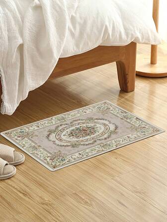 一款具有現代風格的復古圖案地毯，使用聚酯纖維制成的矩形地墊，帶有凸起的點細節，適合客廳家居使用，可用於房間裝飾