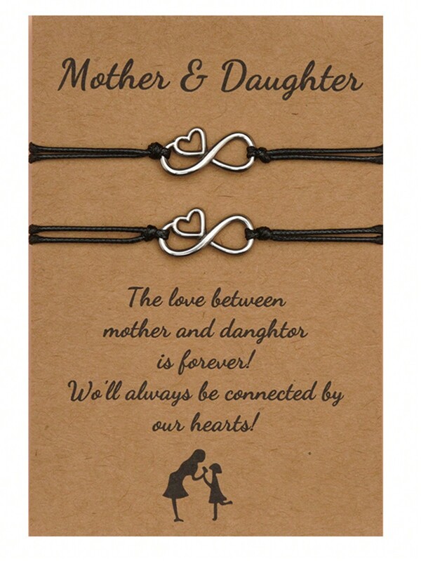 1 Pair Mother & Daughter Infinity Love Charm Bracelets, Exquisite Gift Box Packaging