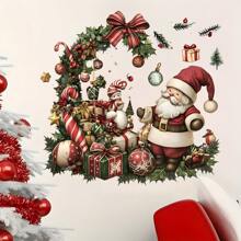 1 件圣诞老人树墙贴花礼品球墙贴花新年剥离和 DIY 贴纸装饰圣诞节冬季节日派对装饰用品、贴纸、墙贴花、乙烯基贴花用于家庭装饰、春季装饰物品刷新您的家、拉玛装饰贴纸 - 彩色 - 查看 3