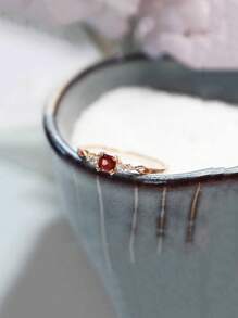 1 chiếc nhẫn bạc Sterling S925 hình hoa hướng dương Zirconia sang trọng tối giản, thích hợp cho phụ nữ đeo hàng ngày - Vàng - Xem 3