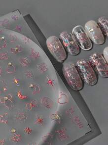 圣诞蝴蝶雪花美甲贴纸贴花5D浮雕圣诞法式白色雪花美甲用品自粘式美甲装饰配件雪花蕾丝格子麋鹿经典冬季设计 - 彩色 - 查看 1