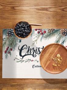 1pc Customized PVC Heat-Resistant Placemat, Creative DIY Name Rectangle Waterproof Oil-Proof Washable Table Mat, Perfect Holiday Gift For Friends, Family, Schoolmates, Housewarming, Christmas Decoration - Multicolor - View 4