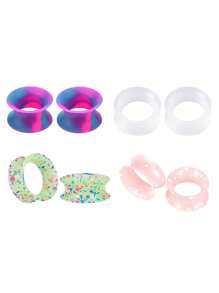 4 Cặp nút tai silicon mềm dẻo Unisex, nút mở rộng, dụng cụ đo, rỗng, co giãn, xỏ khuyên cơ thể, trang sức 2G-3/4 6-20MM - 4 cặp E - Xem 11
