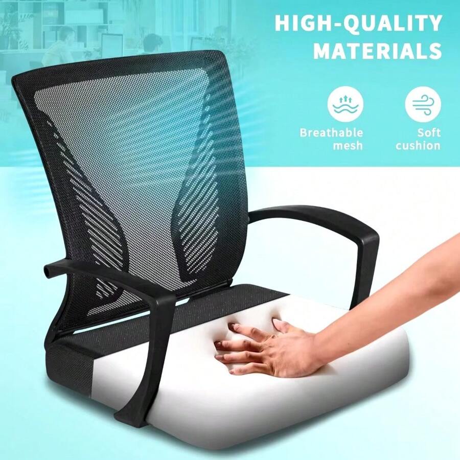 Office Chair, Mid Back Swivel Lumbar Support Desk Chairs, Height