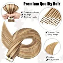 1pack Highlight Tape In Hair Extensions Human Hair Tape In Real Human Hair 20 Pcs Glue On Hair Extensions Color #P8/613 For Women - S8/613 - View 5