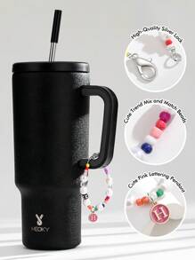 1pc Cup Chain, A-Z Letter Charm Pendant Accessory For Cup/Mug/Tumbler Personalized Decoration, ID Tag Initial Handle Charm - Letter Cup Chain X - View 2