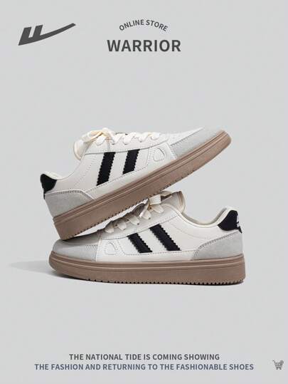 WARRIOR 女士休闲系带低帮运动鞋，四季皆宜的新款户外运动鞋，防滑耐用厚底舒适运动鞋