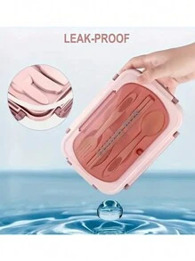 1 件方形隔层防漏便当盒 - 可微波炉加热和手洗，适合学校、大学和餐前准备 - 时尚厨房收纳配件