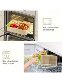 1 件方形隔层防漏便当盒 - 可微波炉加热和手洗，适合学校、大学和餐前准备 - 时尚厨房收纳配件