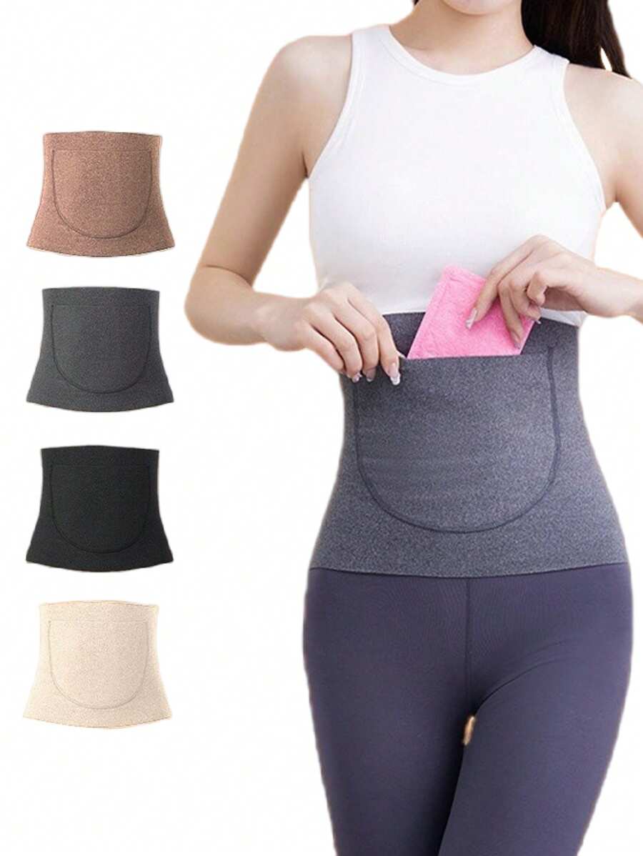 1 件前后口袋腰部修剪带 - 紧身，高弹力腰部训练带，适合女士，带口袋，保持腹部温暖