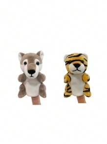 Muñecos de peluche con forma de dedos de León, Tigre, Elefante, Jirafa y Cabra, títeres de animales del bosque para espectáculos