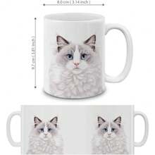 Coffee Mug With Your Name Or Text, Customized Gifts For Christmas Birthday Anniversary, Ceramic 11 Oz Coffee Mug Tea Cup - Black White Tuxedo Cat Playful Postures Pattern Gift Box Christmas Mugs Navidad Decoracion 2025 Christmas Gifts - 可愛的淡紫色布娃娃貓 - 查看 3