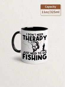 1pc,11oz Fishing Enthusiast Ceramic Coffee Cup - Insulated, Reusable, Hand Washable Only - Unisex Gift Cup, Water Cup, Summer And Winter Drinking Utensils, Birthday Gift, Holiday Gift,Christmas Decorate,Insulated,All Seasons And Occasions,Suitable For Hot Or Cold Drinks,Home Kitchen Item,Family Drinkware For New Year,Thanksgiving,Easter,Valentine's Day Gifts,Friends' Birthday Anniversary Festival,Party,Wedding,Ideal Gift For Mother's Day Back To School