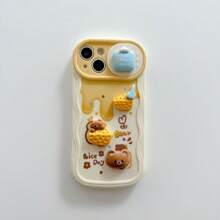 Cute Stuff 3D 可爱熊硅胶手机保护壳适用于 iPhone 15/15 Pro/15 Pro Max/14/13/12/11/XS Max 系列 - 米黃色 - 查看 10